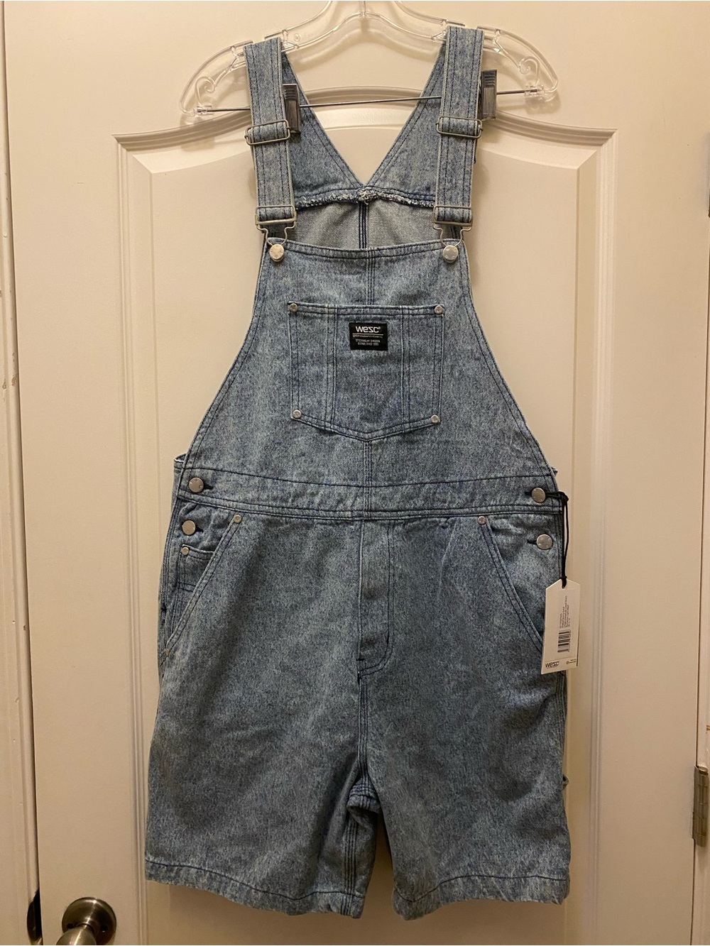 Light Wash Denim Short Overalls